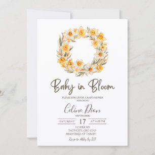 Spring Floral Daffodil Wreath Baby Shower Invitation