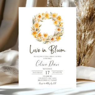 Spring Floral Daffodil Wreath Bridal Shower Invitation