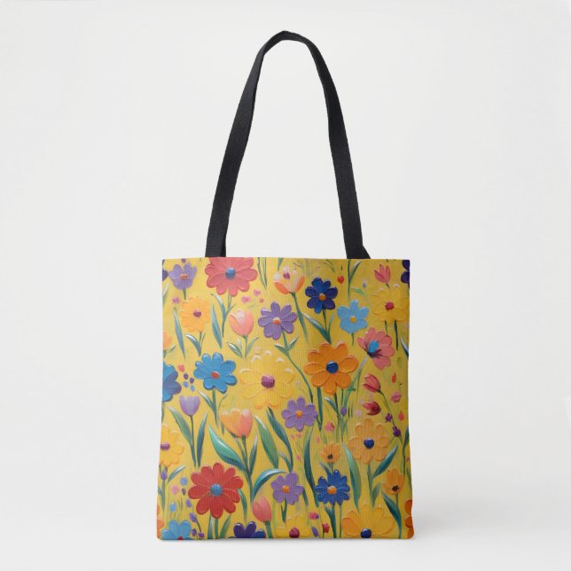 Spring floral design tote bag (Front)