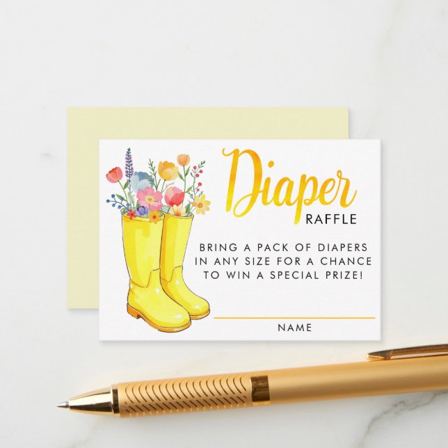 Spring Floral Diaper Raffle Card – April Showers B (Front/Back In Situ)