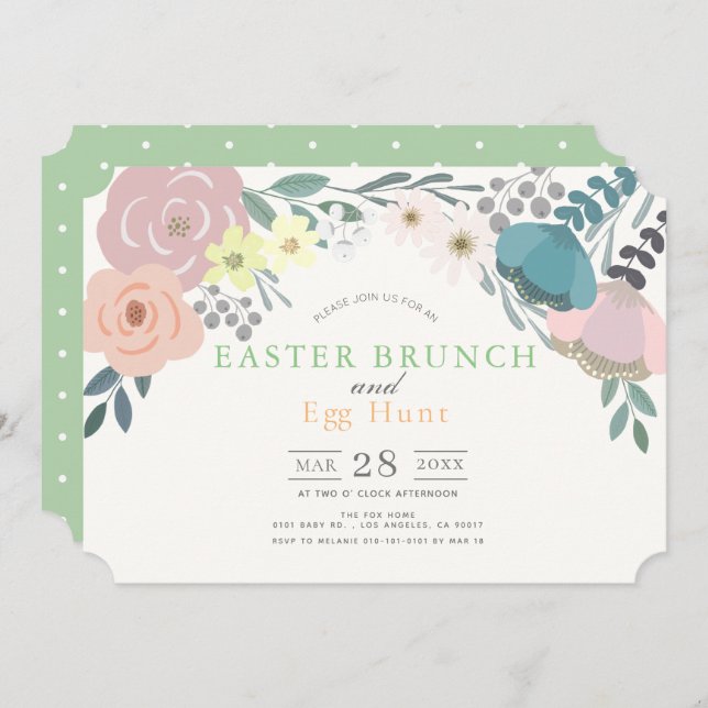 Spring Floral Easter Brunch & Egg Hunt Invitation (Front/Back)