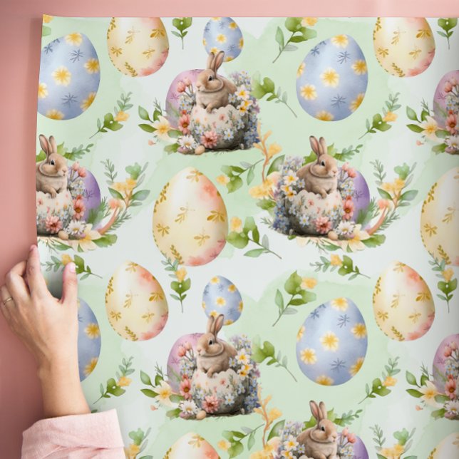 Spring Floral Easter Bunny Celebration Wrapping Paper (Creator Uploaded)