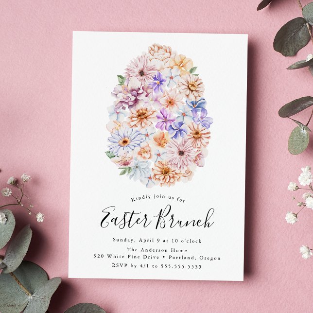 Spring Floral Easter Egg Easter Brunch Invitation (Creator Uploaded)
