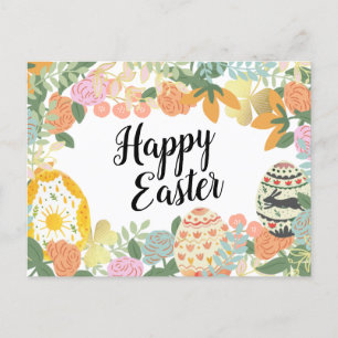 Spring Floral Egg Hunt Clover Happy Easter  Holiday Postcard