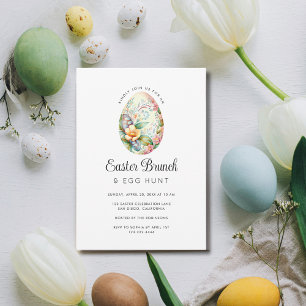 Spring Floral Egg Hunt Easter Brunch Party Invitation