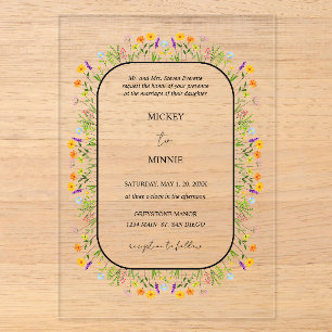 Spring Floral Elegant Wedding Acrylic Invitations