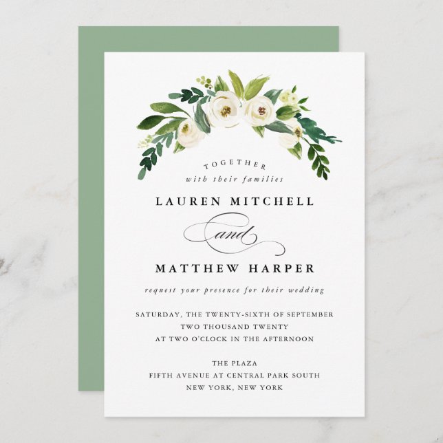 Spring Floral Elegant Wedding Invitation (Front/Back)