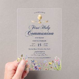 Spring floral First Communion Elegant Invitation