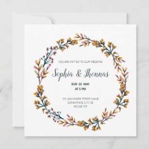 Spring Floral floral circle frame wedding card