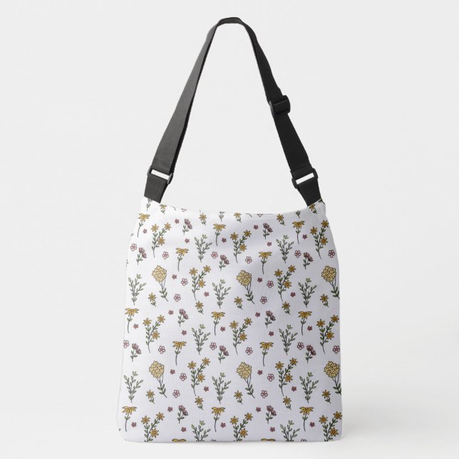 Spring Floral Flower Pattern Crossbody Bag (Front)