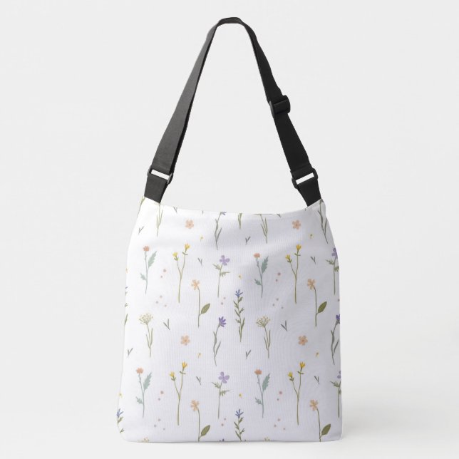 Spring Floral Flower Pattern Crossbody Bag (Front)