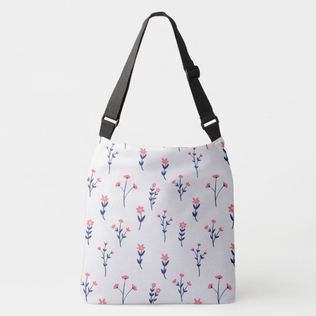 Spring Floral Flower Pattern Crossbody Bag (Front)