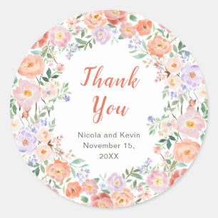 Spring Floral Flowers Wedding Classic Round Sticker