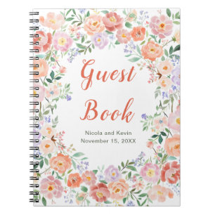 Spring Floral Flowers Wedding Guest Book