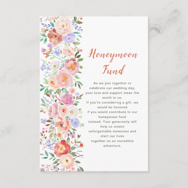 Spring Floral Flowers Wedding honeymoon Fund Enclosure Card (Front)