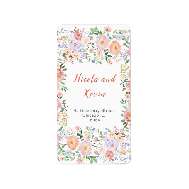 Spring Floral Flowers Wedding Label (Front)