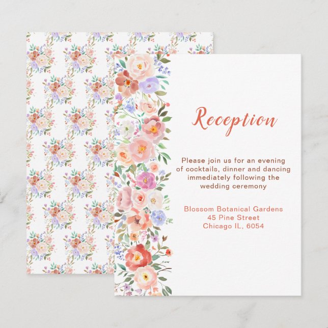 Spring Floral Flowers Wedding Reception Enclosure Card (Front/Back)