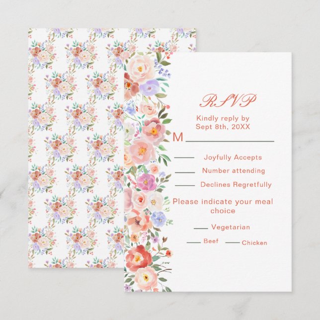 Spring Floral Flowers Wedding RSVP (Front/Back)