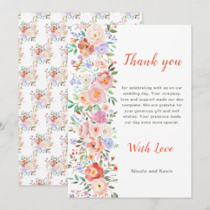 Spring Floral Flowers Wedding Thank You Card