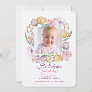 Spring Floral Frame Photo Invitation