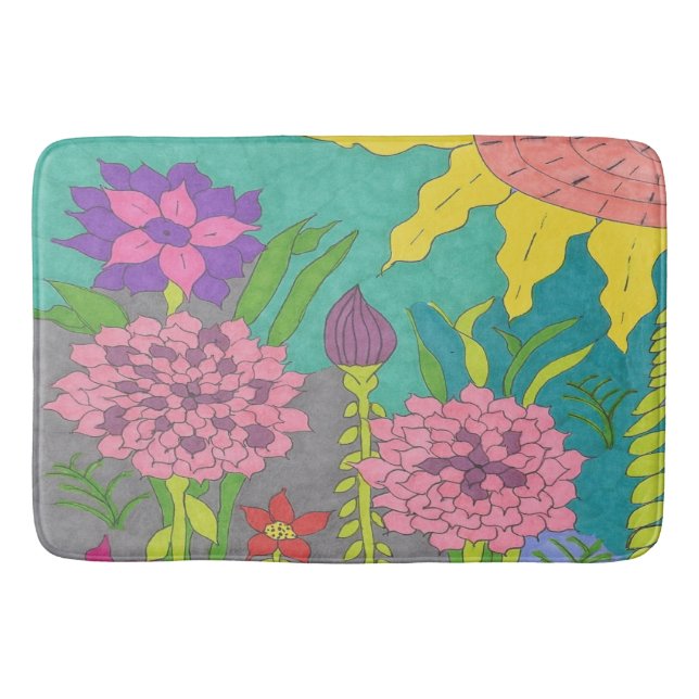 Spring Floral Garden Bath Mat (Front)