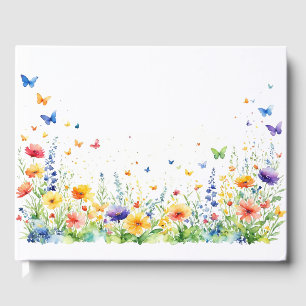 Spring Floral Garden Butterflies Wedding Guest Book