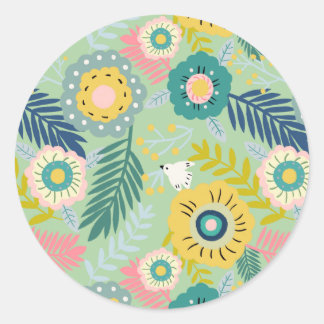 Spring floral garden classic round sticker