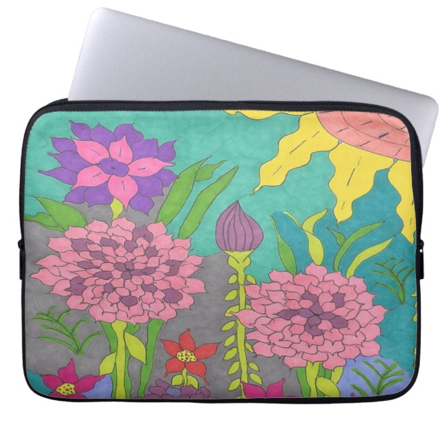 Spring Floral Garden Laptop Sleeve (Front)