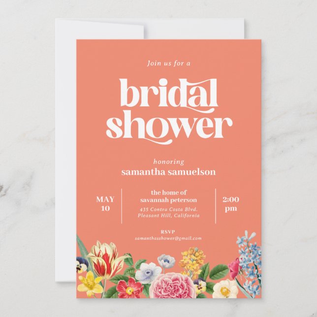 Spring Floral Garden Party Bridal Shower  Invitation (Front)