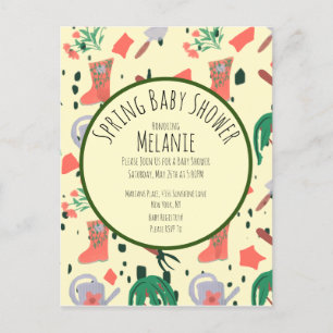 Spring Floral Garden Plants Baby Shower Invitation Postcard