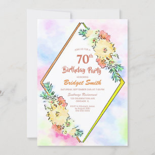 Spring Floral Geometric 70th Birthday Invitation