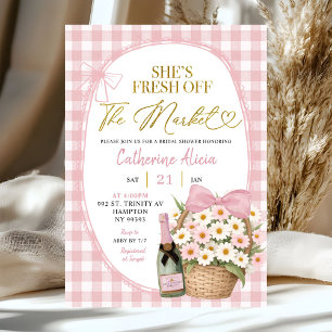 Spring Floral Gingham Coquette Daisy Bridal Shower Invitation