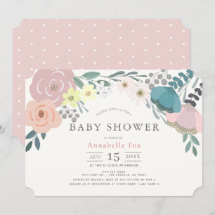Spring Floral Girl Pink Baby Shower Invitation