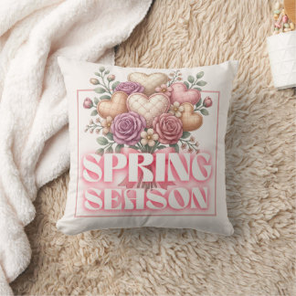 Spring Floral Hearts Decorative Pillow