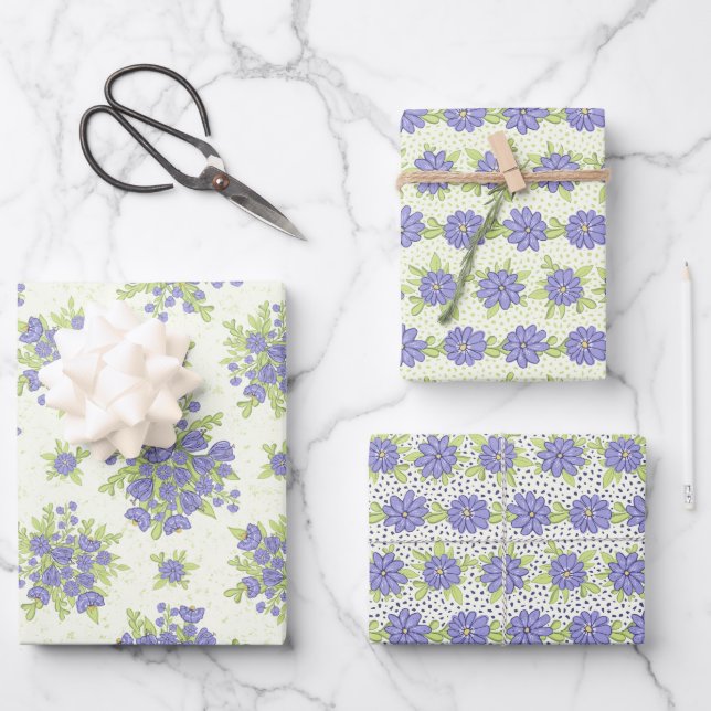 Spring Floral Lilac Purple Flowers Wrapping Paper Sheet (Front)