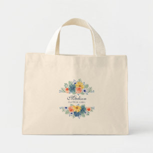 Spring Floral Modern Personalised Name Wedding Mini Tote Bag