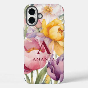 Spring Floral Monogram  iPhone 16 Plus Case