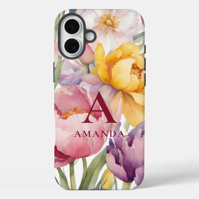 Spring Floral Monogram  Case-Mate iPhone Case (Back)