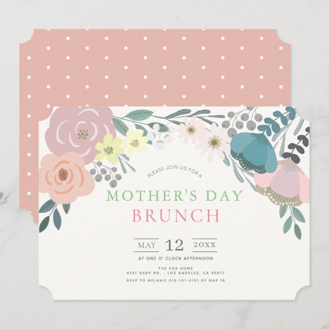 Spring Floral Mother's Day Brunch Invitation (Front/Back)