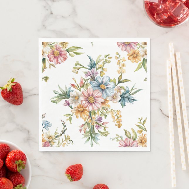 Spring Floral Mothers Day Party Napkins (Insitu)