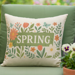 Spring Floral on Tan Color Cushion