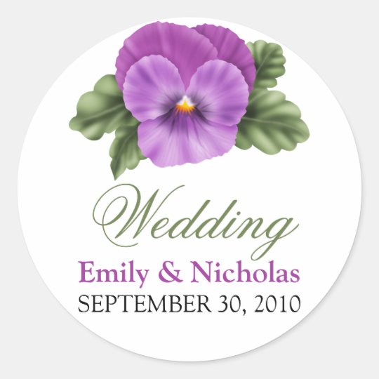 Spring Floral Pansies Wedding Invitation Seal