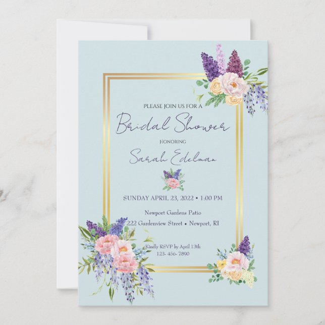 Spring Floral Pastel Bridal Shower Invitation (Front)