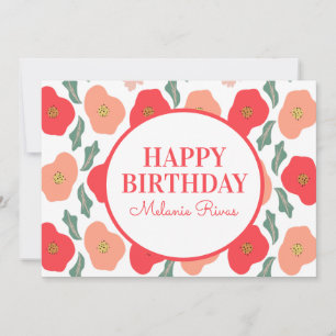 Spring Floral Pattern Hand Drawn Birthday Invitation