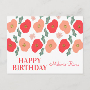 Spring Floral Pattern Hand Drawn Birthday Postcard