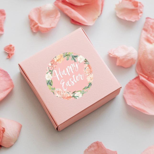 Spring Floral Peach Blush Easter Classic Round Sticker (Creator Uploaded)