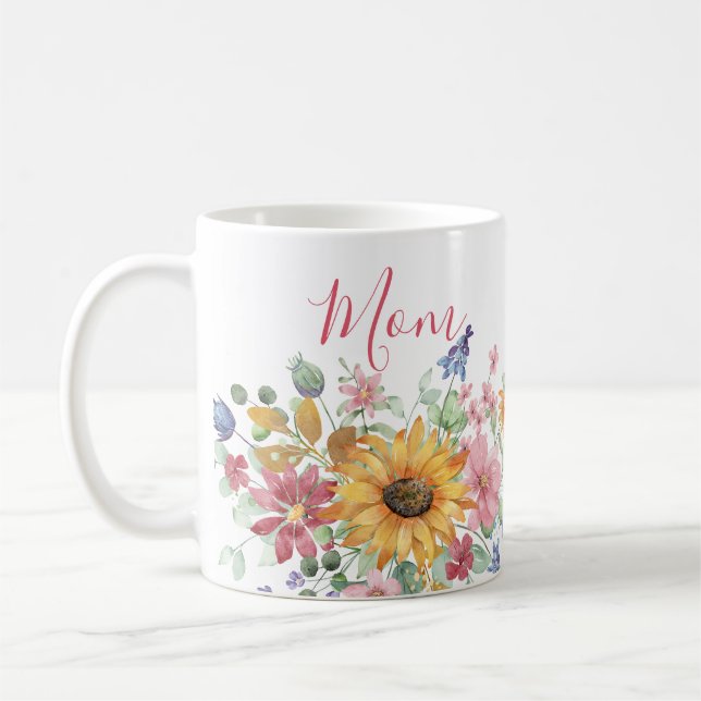 Spring Floral Personalised Mum   Coffee Mug (Left)