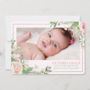 Spring Floral Photo Birth Announcement