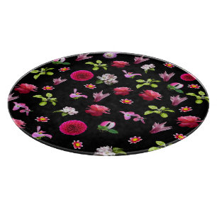 Spring Floral Photo Print 12" Round Cutting Board