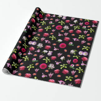 Spring Floral Photo Print Black Background Wrap Wrapping Paper